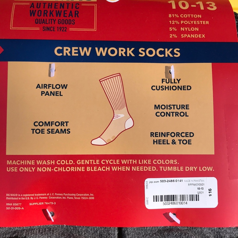 6-Pair Men’s Work Socks - Picture 5 of 8